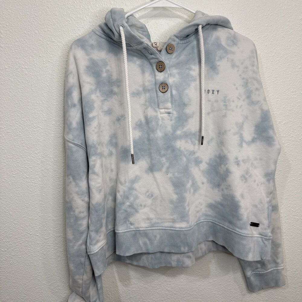 Roxy Blue Tie Dye Cropped Hoodie Size XLarge